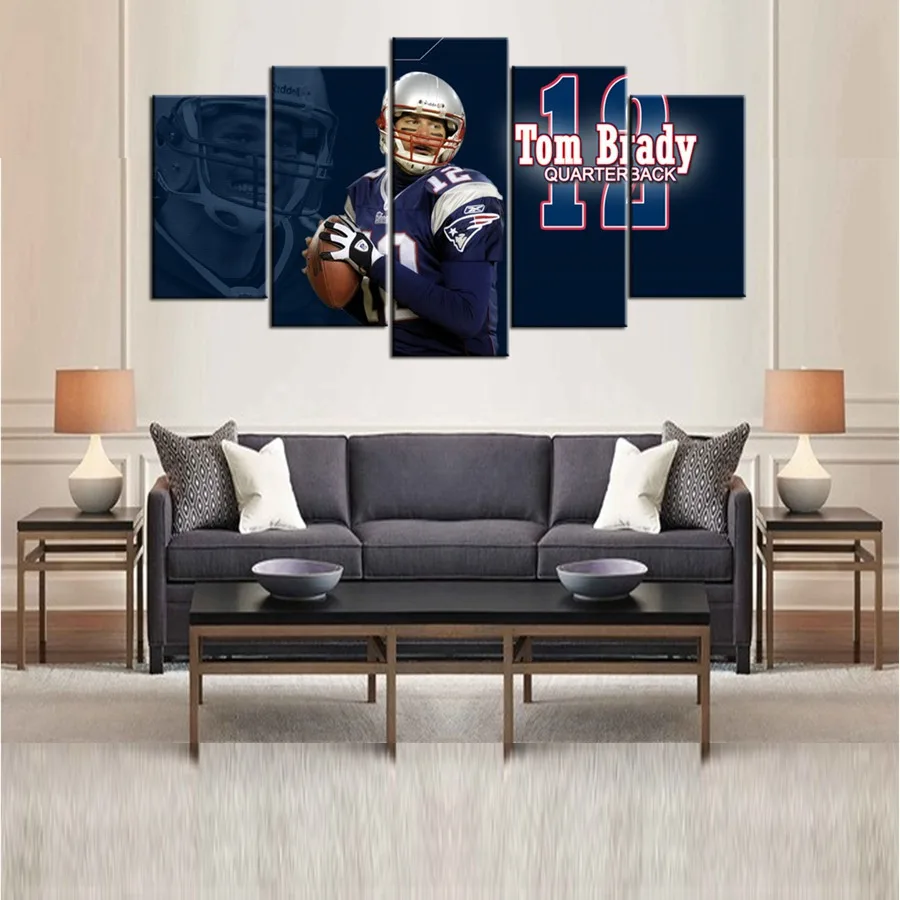 Hot Sale New England Patriots Football Bathroom Wall Art Decor Tom Brady Gifts Housewarming Living Room Poster Wholesale | Дом и сад