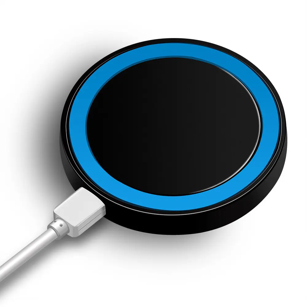 Black Blue Мини Qi Беспроводное зарядное устройство USB зарядка для iPhone X 8 8 Plus samsung Galaxy S6 S7 Edge S8 Plus Note 5 8 для Nokia LG - Тип штекера: Black Blue