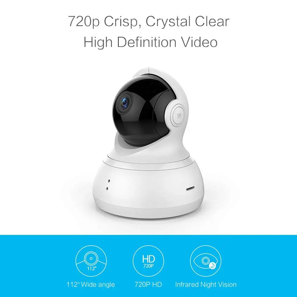 YI Dome 720P камера домашняя wifi 360 градусов ночного видения панорамирование/наклон/зум