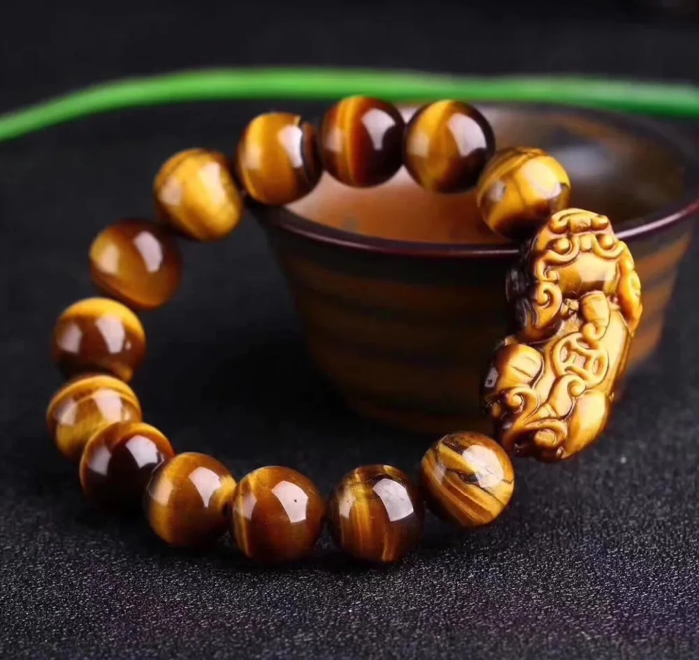 

5A Carved Natural Tiger Eye Stone Mink Bracelet Wealth gain