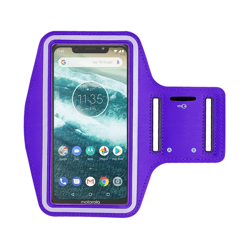 Спортивный Чехол для бега, велоспорта, сумка для телефона Motorola Moto, One vision, Action power Zoom Macro P50 P30 Play Note, чехол на руку - Цвет: Фиолетовый