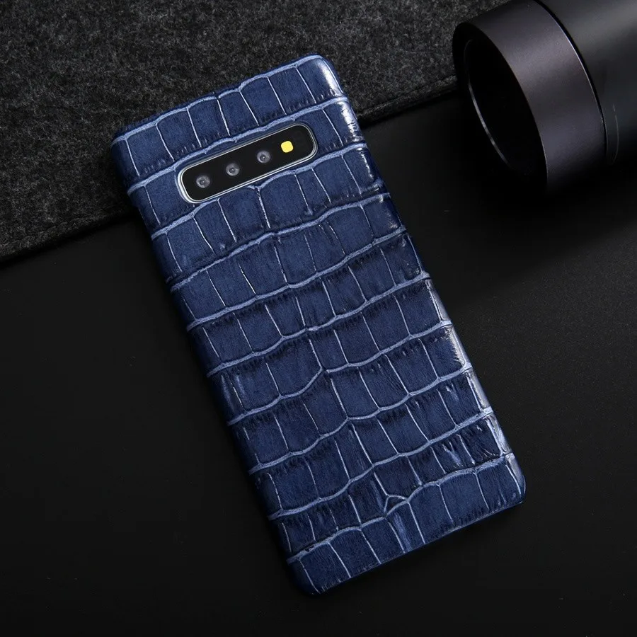 Чехол-накладка из натуральной кожи под крокодиловую кожу для samsung Galaxy S9 S10 Plus Note 8 9 10, Классический чехол из натуральной коровьей кожи