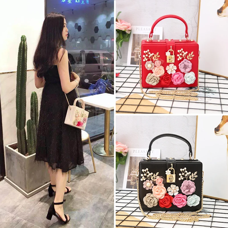 2020 Новая модная Цветочная Свадебная портативная диагональная сумка с цепью на