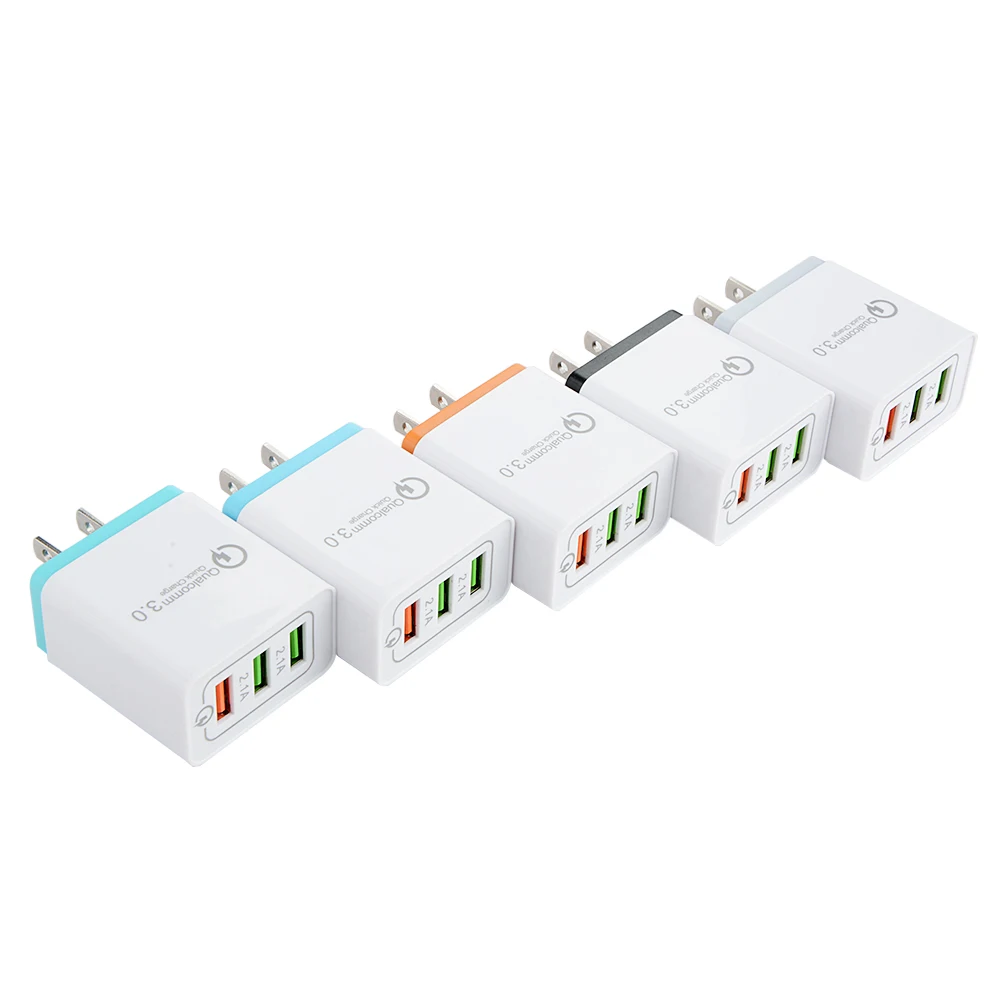 US Plug 3 порта 18 Вт портативное зарядное устройство USB для путешествий Быстрая