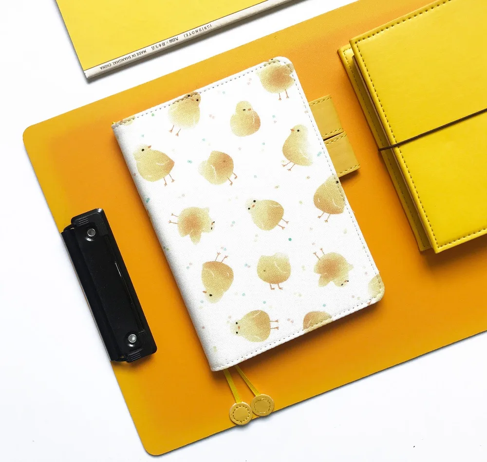 Милый мультфильм животных Тема желтый журнал Обложка A5 DIY планировщик дневник