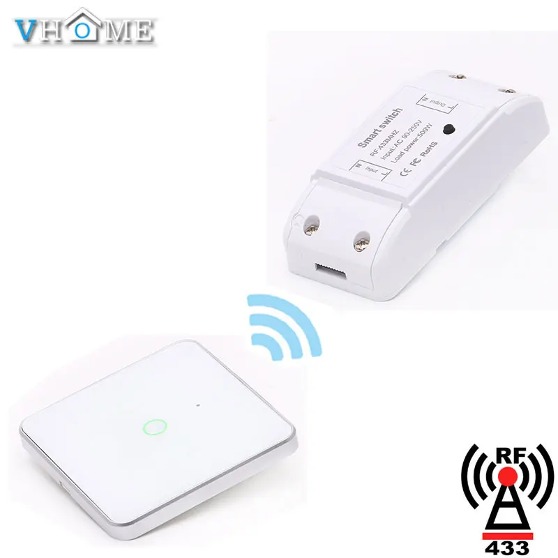 Sliver 1 gang set Vhome 433 МГц 86 настенная панель беспроводной пульт дистанционного управления Передатчик 1 2 3 датчик RF приемник для спальни потолочный светильник лампа - Цвет: Sliver 1 gang set