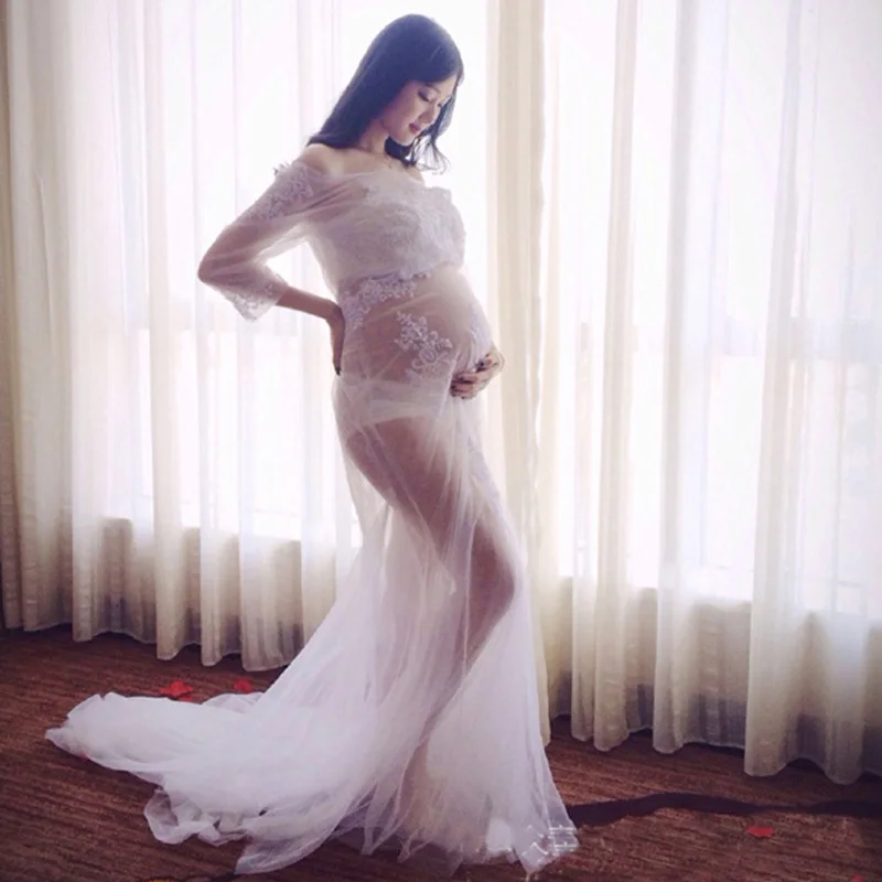 Белое Кружевное длинное платье для фотосъемки беременных|clothes pregnant|pregnancy