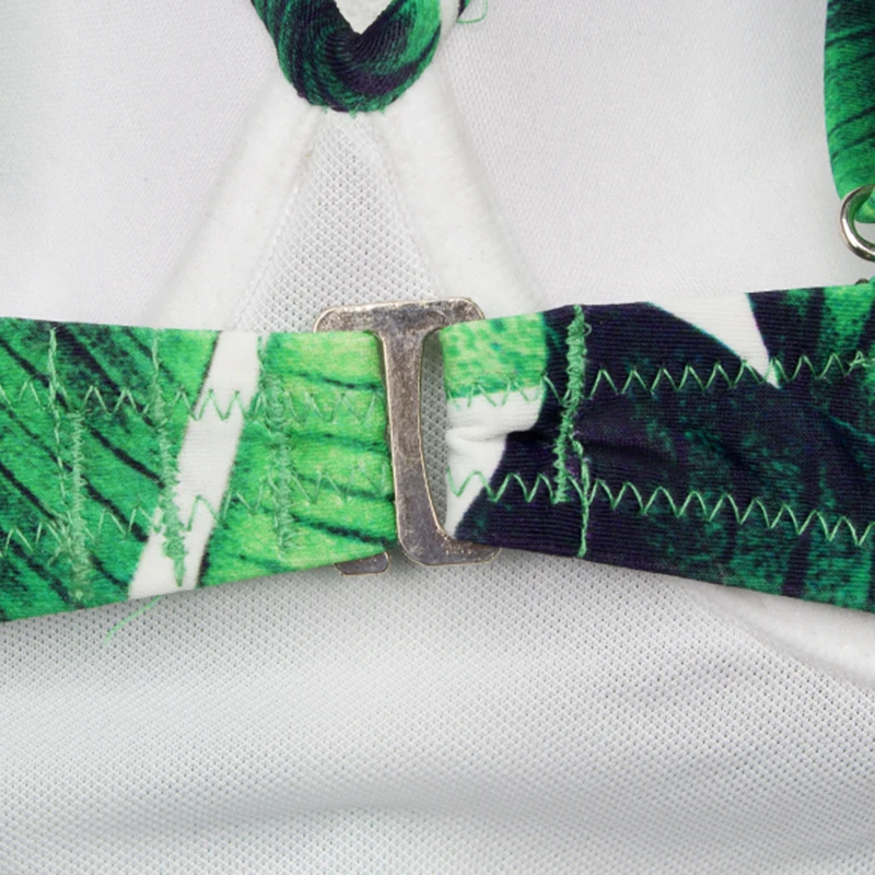 Женский купальный костюм ESSV зеленый слитный купальник с принтом листочков