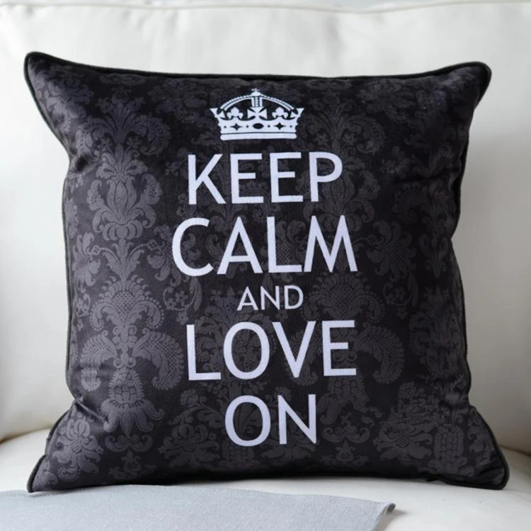 Классический элегантный чехол с надписью Keep Calm and Smile On вельветовый для подушки