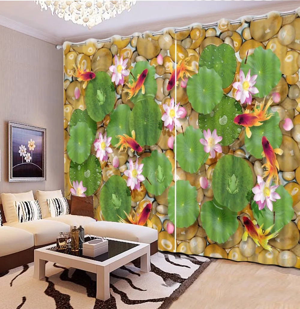 

Lotus flower print Window Curtains Drapes for Bed room Living room Home Outdoor Indoor Wall Decorations (witg Gormmets or Hooks)