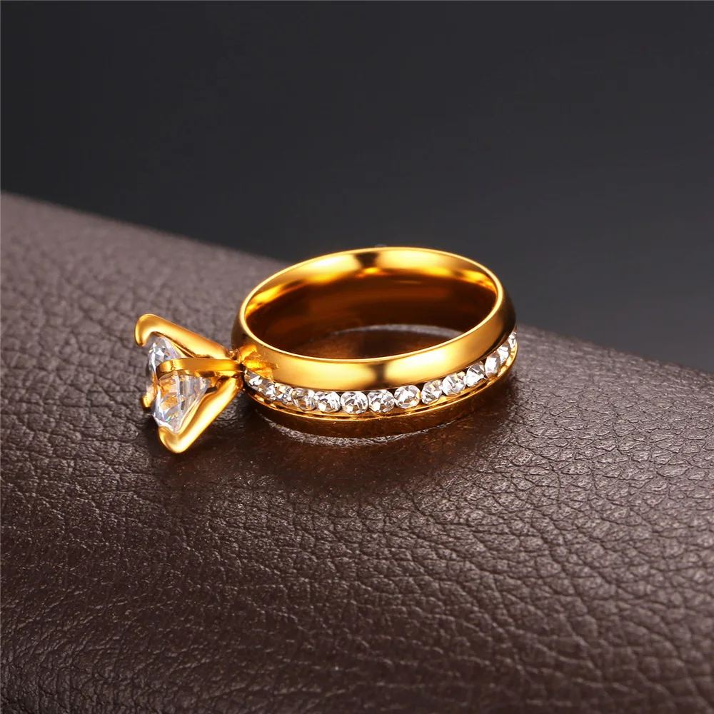 Классическое Обручальное кольцо Kpop для женщин с большим кристаллом разы