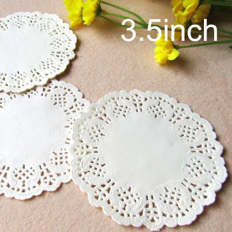 3.5inch White 3,5 дюймов круглые бумажные кружевные салфетки белый розовый золотой красный бумажный коврик для торта вечерние, свадебные, рождественские, декоративные салфетки для стола 100 шт - Цвет: 3.5inch White