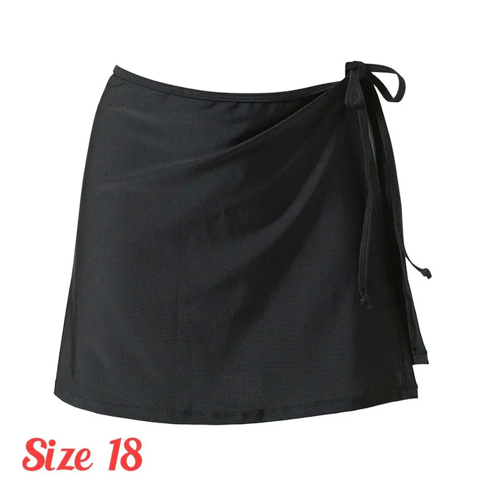 Black Size 18 Женская смесь, одноцветные Купальники Юбка-пояс, сексуальный бикини, мягкий черный/белый ремешок, Прямая - Цвет: Black Size 18