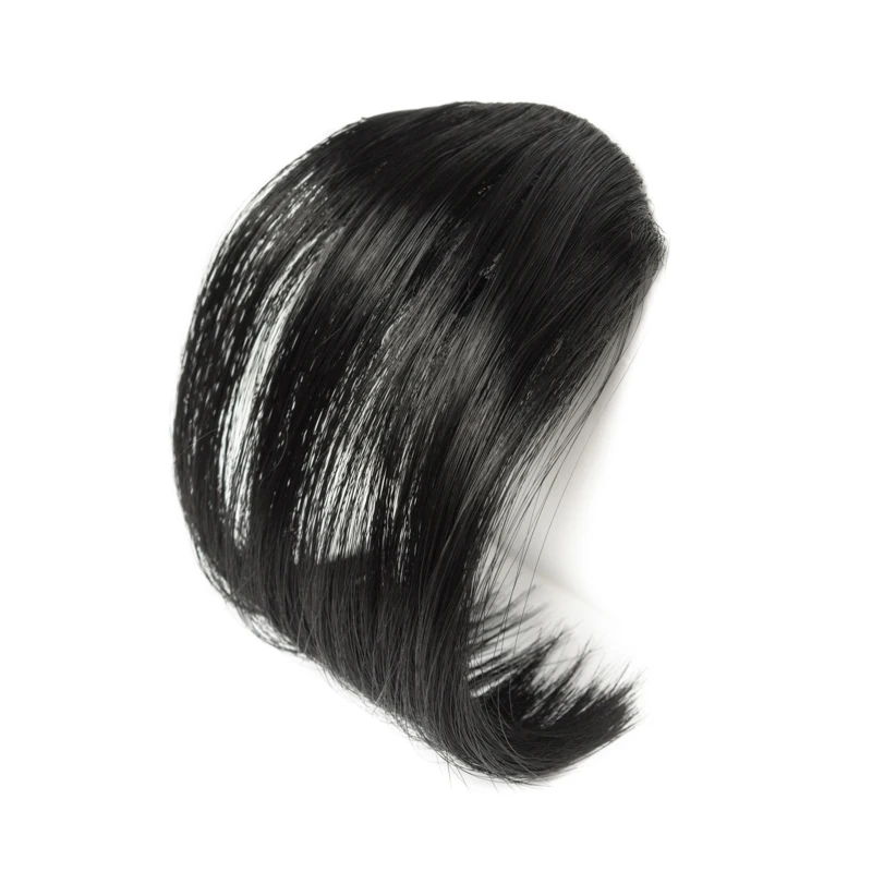Gres Natural Straight Clip in Hair Extensions Women Synthetic Hair Bangs High Temperature Fiber Dark Brown/Black False Hair