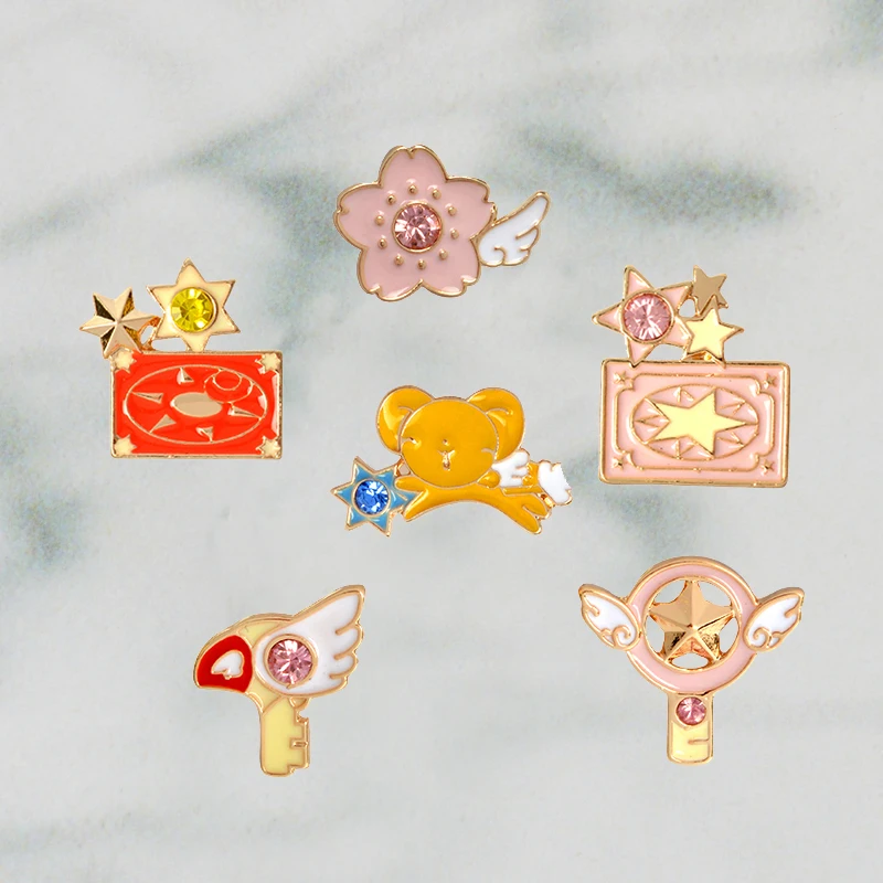 6 шт./компл. милый розовый визитница Сакура керо меч КИНОМОТО звезда палочка Ключ