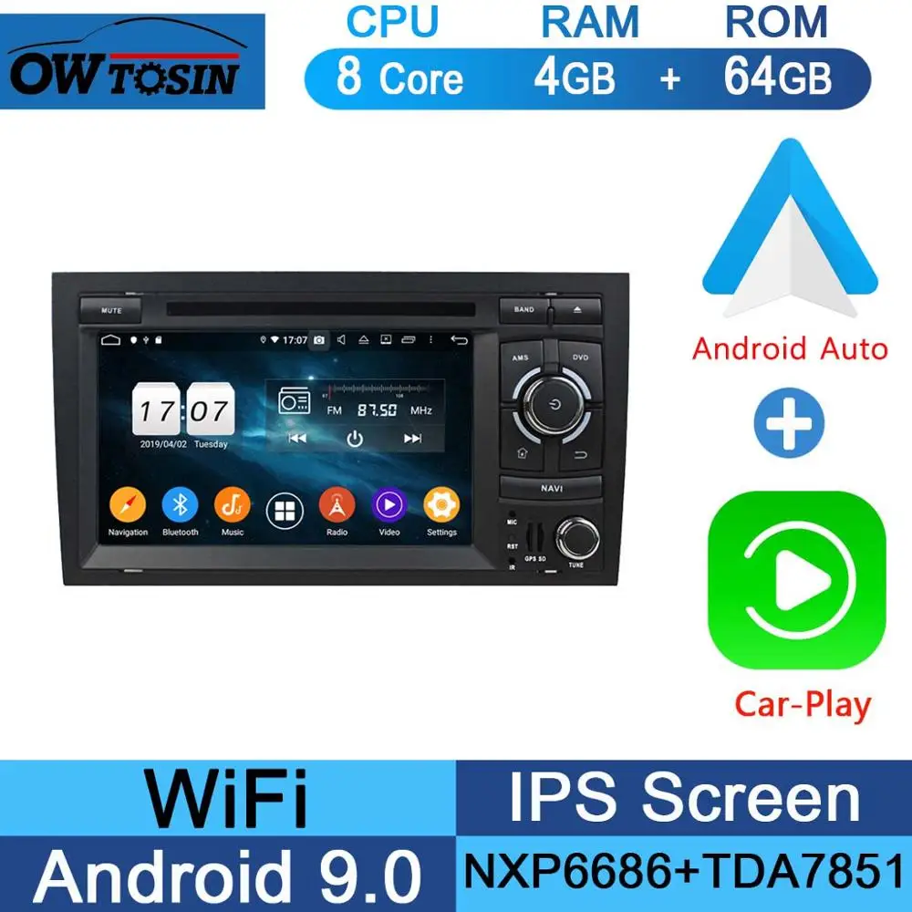 64G CarPlay Android " ips 8 ядерный 4G+ 64G Android 9,0 автомобильный DVD радио мультимедиа gps Navi для Audi A4 B6 B7 S4 2002-2008 DSP CarPlay Parrot BT стерео - Цвет: 64G CarPlay Android