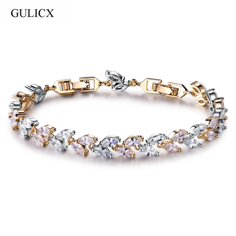 Женский браслет GULICX модный с белым цветным листом и фианитами | Украшения