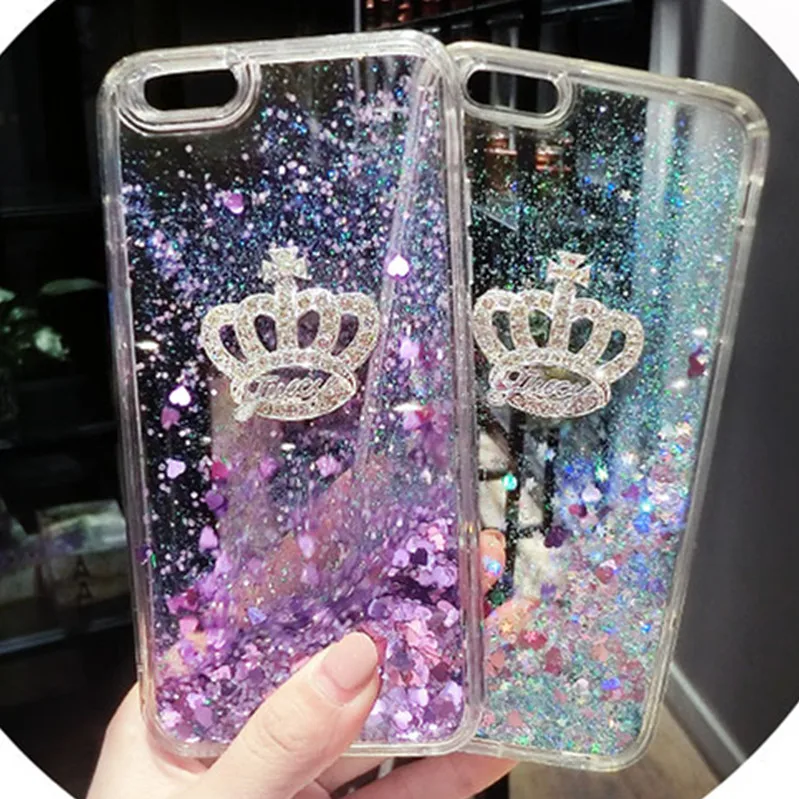 Redmi 6 Pro Crown Bling Glitter Star Liquid Quicksand Phone Case For Fundas Xiaomi Soft TPU Back Cover with Strap |