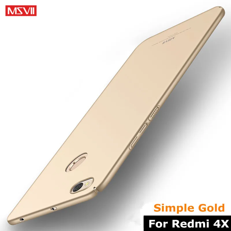 Simple Gold Чехол для xiaomi Red mi 4 X Чехол MSVII PC жесткая Защита задняя крышка coque для xio mi Red mi 4 X Pro глобальная версия чехол для телефона mi 4 X - Цвет: Simple Gold