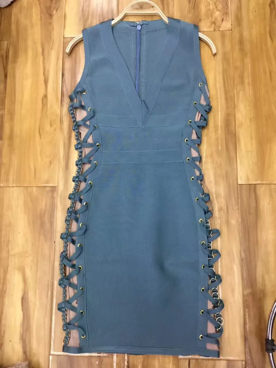 Vestidos dress Серый босоножки V образным Вырезом Выдалбливают Рукавов 2017 Новые Женщины