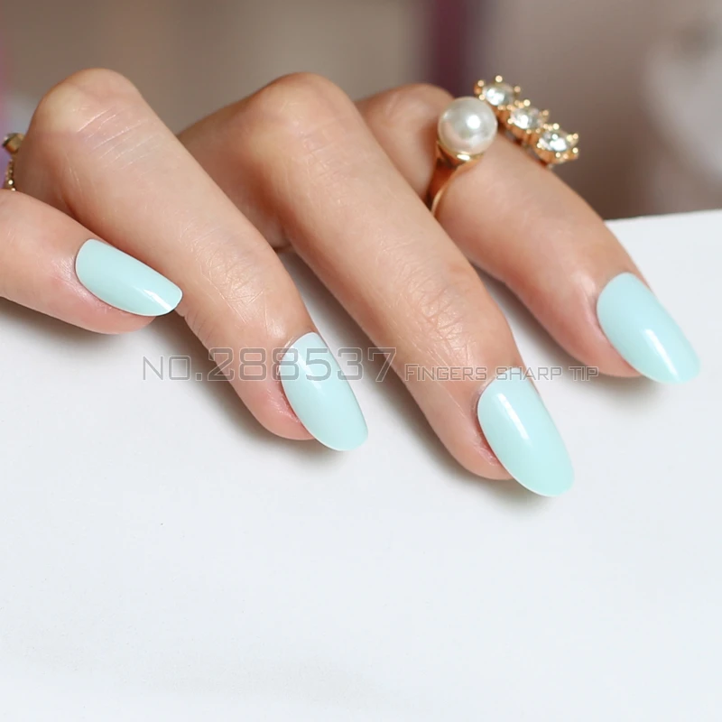 24 шт. новый продукт распродажа длинные маленькие круглые накладные ногти мятного