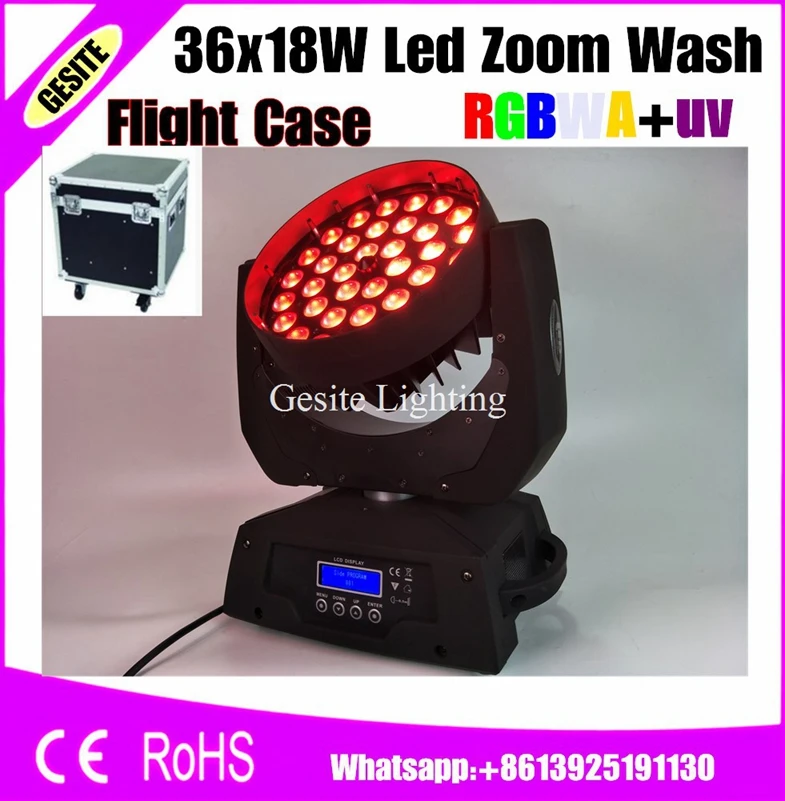 2 шт./лот упаковка футляра для полетов 36X18W Zoom Moving Head lyre Lights rgbwauv 6 in1/rgbway 6in1