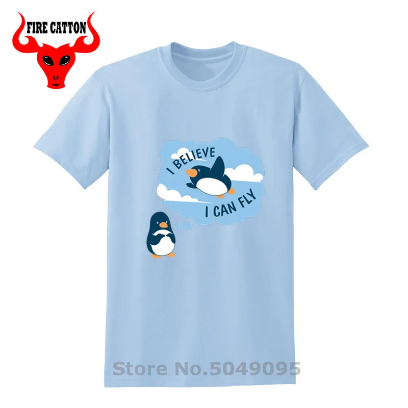 Kawaii Penguins I Believe Can Fly/футболки забавная Милая футболка с изображением пингвина для