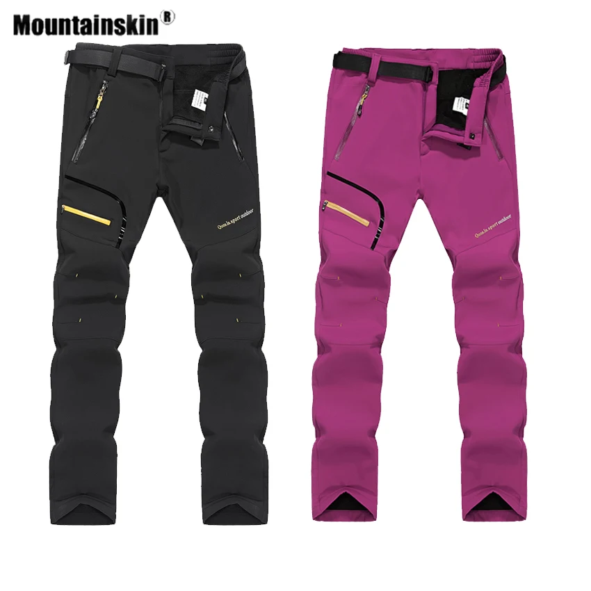 Мужские и женские флисовые брюки Mountainskin зимние термоштаны из софтшелла для