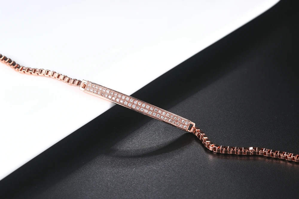ZHOUYANG браслет для женщин Cooper Micro Pave кубический цирконий коробка цепь розовое золото цвет модные украшения Рождественский подарок ZYH172