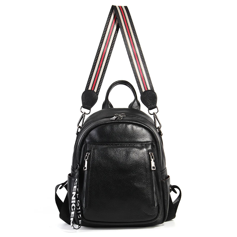 Женский рюкзак Nesitu из натуральной кожи на плечо цвет серый черный розовый