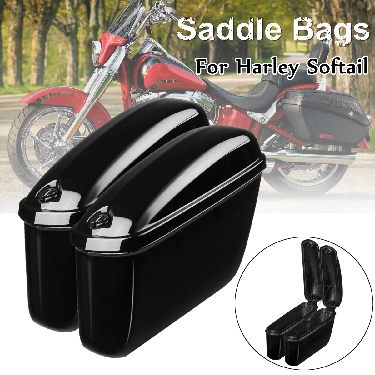 Пара седла для багажника мотоцикла боковая жесткая коробка Harley Softail кожаные