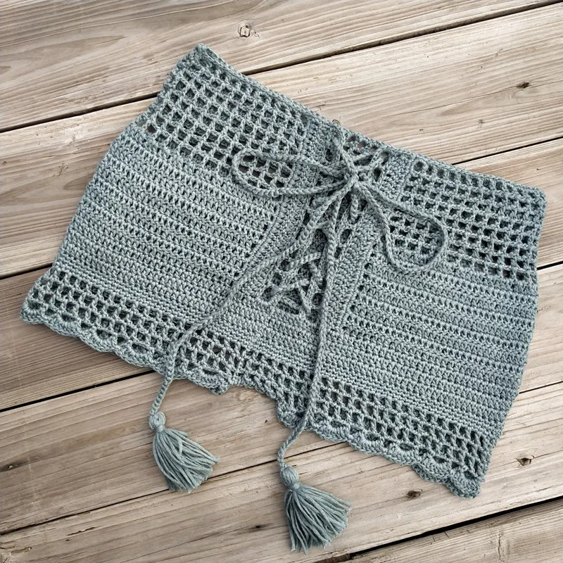 Ручная вязаный крючком ка сексуальное бикини трусы boho сексуальные трусики с