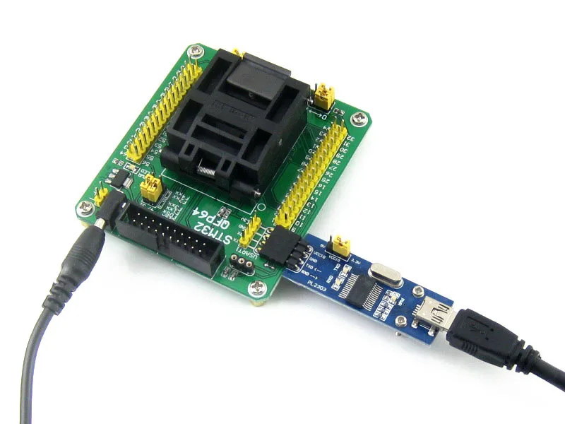 

STM32 Programming Adapter Test Socket for LQFP64 QFP64 QFP Package 0.5mm Pitch =STM32-QFP64
