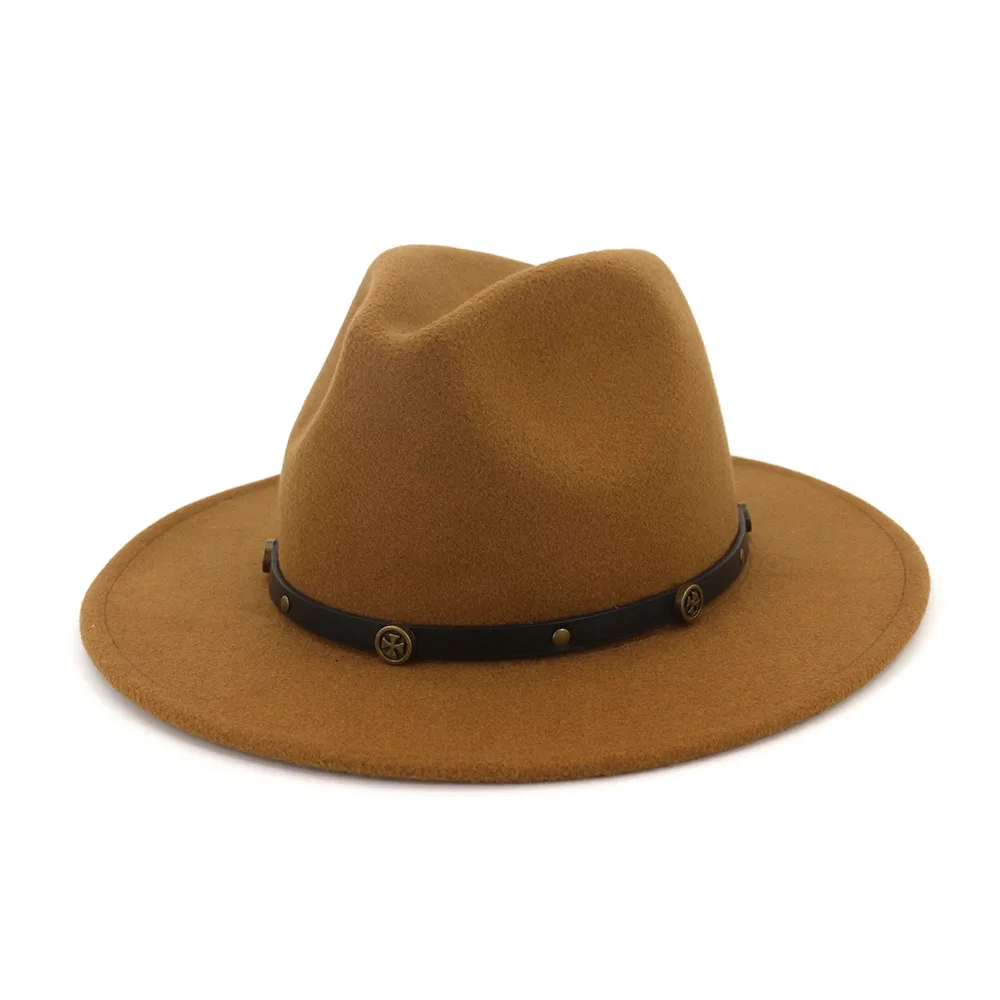 Осень широкими полями женский шерсть хлопок Fedora джазовая шляпа Кепка зима теплая