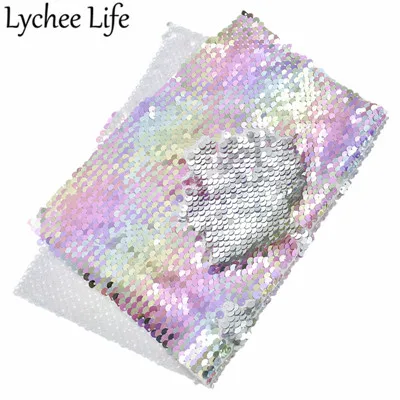 2 Lychee Life Радужная Двусторонняя блестящая ткань A4 29x21 см Полиэстер Атласная Ткань DIY Ручная работа швейная ткань принадлежности аксессуары - Цвет: 2