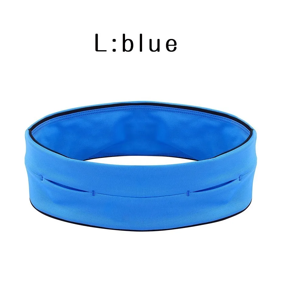 L Blue REXCHI Сверхлегкий ремень для бега для мужчин и женщин спортивная поясная сумка эластичный держатель для телефона пакет скрывающий Анти-Вор спортивные аксессуары - Цвет: L Blue