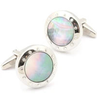 free shipping mens high end fashion jewelry round silver shell cuff links