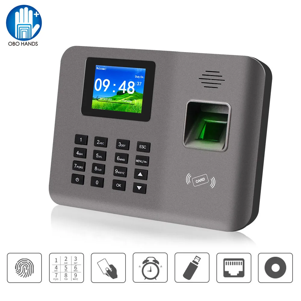 Realand 2,4 дюймов TCP/IP/USB биометрическая машина Фингерпринта времени RFID карта посещаемости система времени часы устройство программное обеспечение