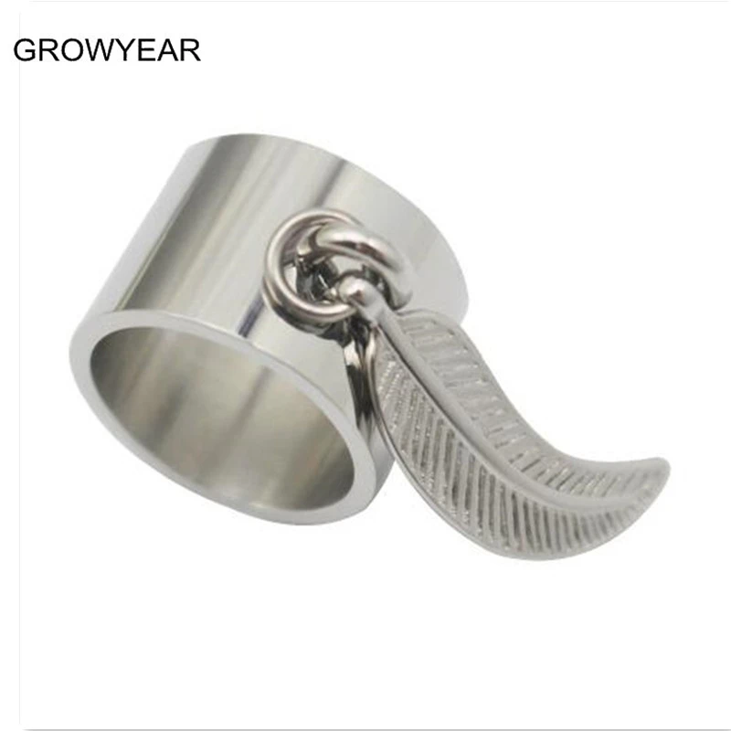 Женское вечерние ЦО из нержавеющей стали с перьями размеры 6 9 8 7 10 11|ring size|silver wide