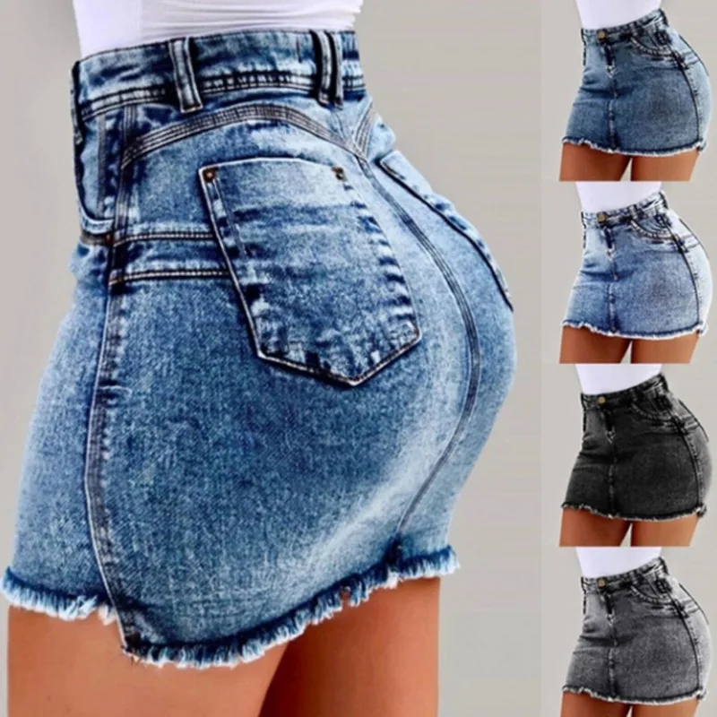 

Fashion Denim Shorts Women 2019 New Women Short Jeans High Waist Tassel Hem Holes Hot Shorts for Summer Short Feminino