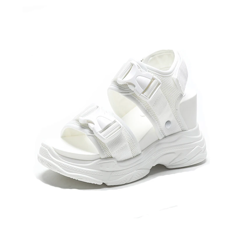 

SWYIVY PU Casual Sandals Women Shoes High Heel New 2019 Summer Hot Sale Rubber Platform Sandals Casual Shoes Female White Shoe