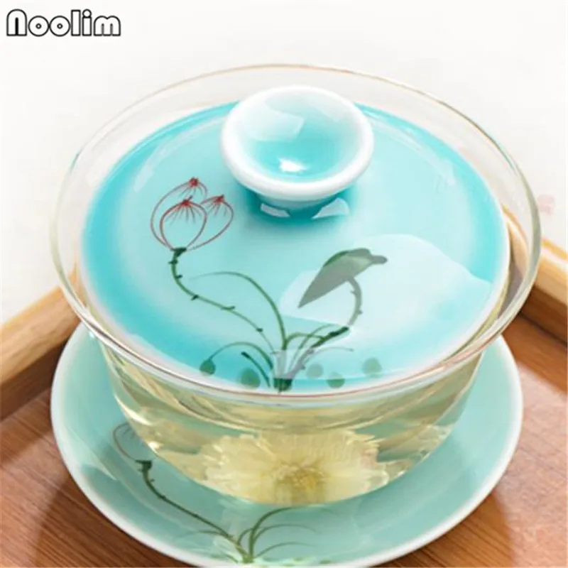 Ручная работа Китайский кунг фу Стекло Gaiwan офисные чайные чашки Высокое качество