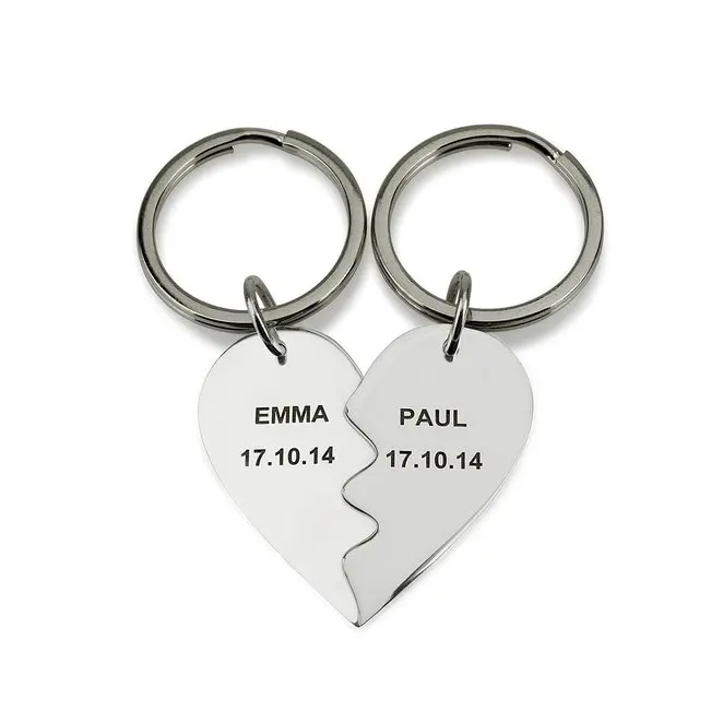 

Heart Key Chain New Fashion Personalized BFF Keychain with Any Two Names/dates Valentine's Day Present Dropshipping YP2742