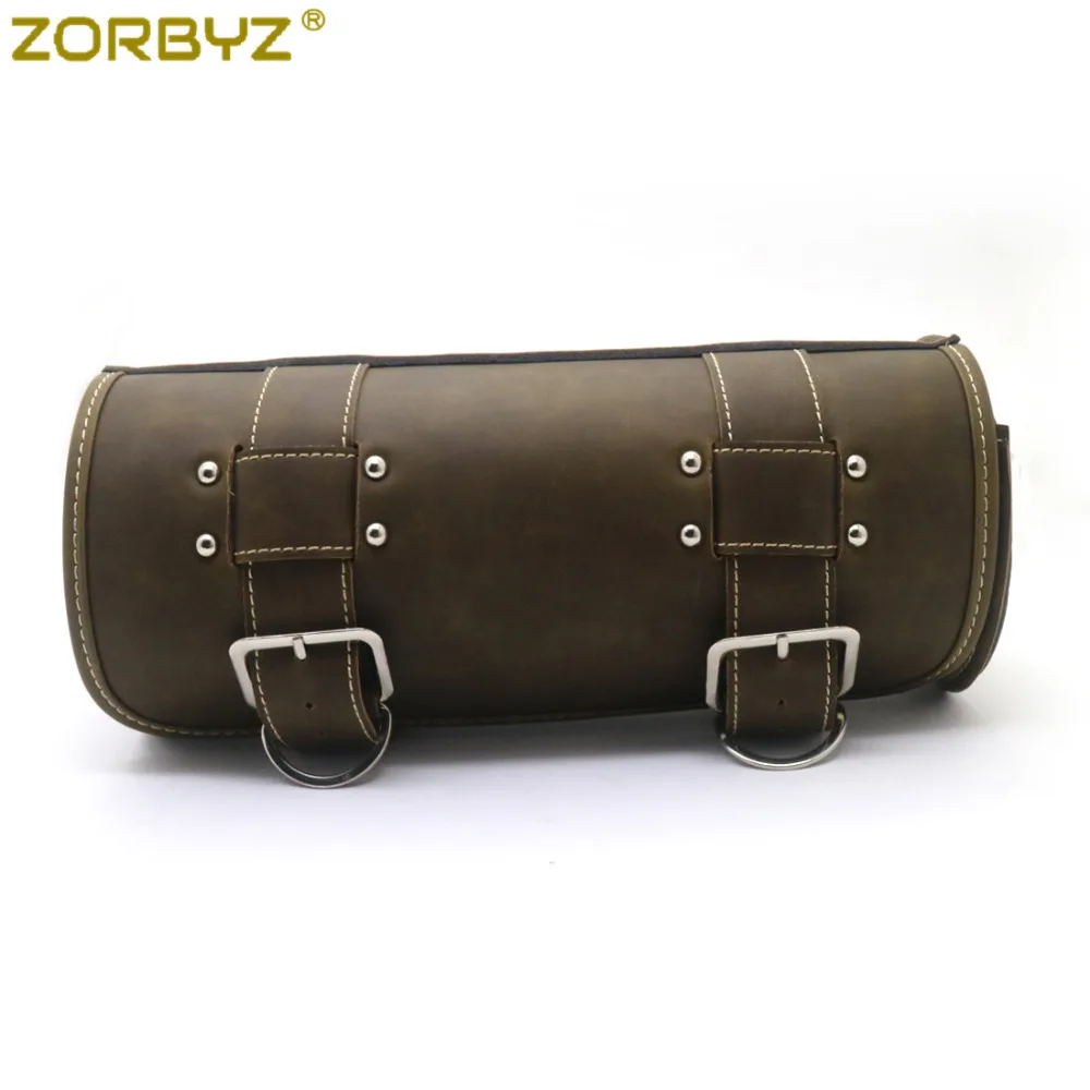 ZORBYZ винтажная мотоциклетная Сумка-седло из искусственной кожи круглая