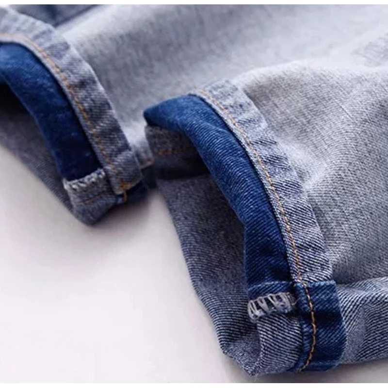 NLW NEW Women Casual High Waist Jeans Casual High Street Jeans Female Stylish Spliced Fake Pocket Long Pants Capris