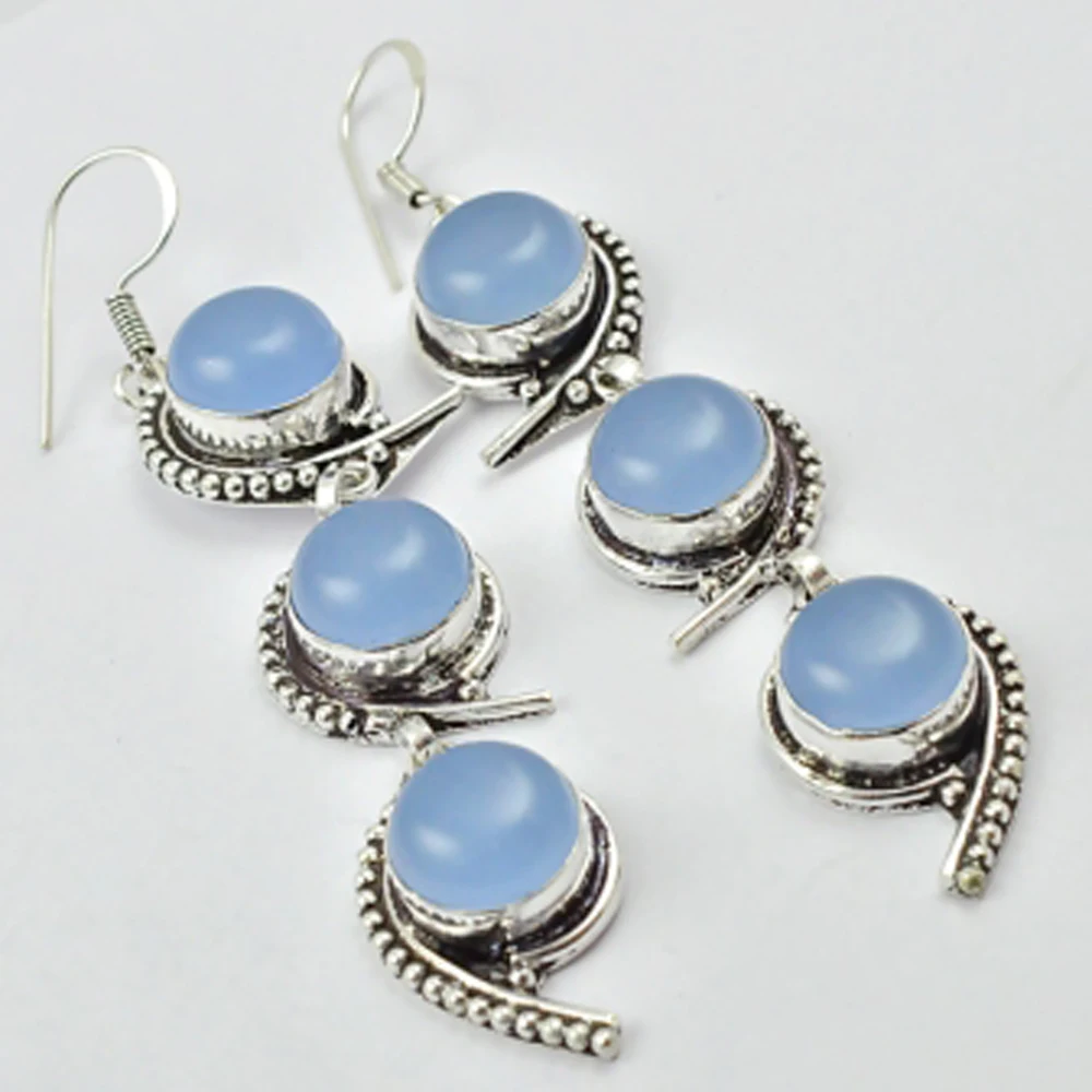 

Chalcedony , Silver Overlay on Copper Earrings ,82mm , E2665