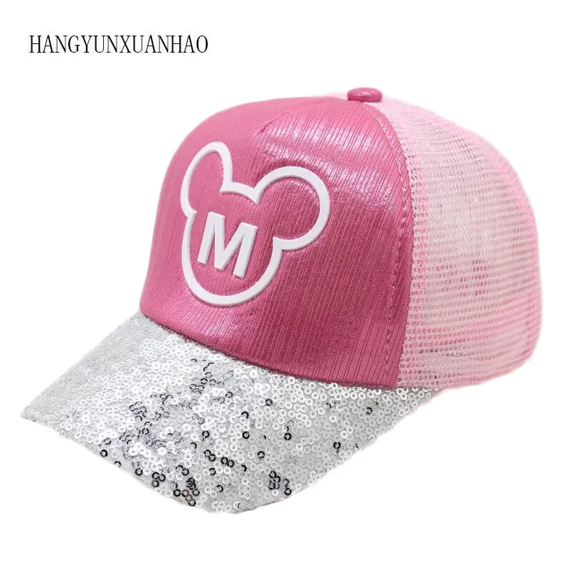 

Children Hip Hop Baseball Cap Summer Baby Girls Sequins M letters Sun Hat Boys Girls Snapback Mesh Caps Leisure Student Ha