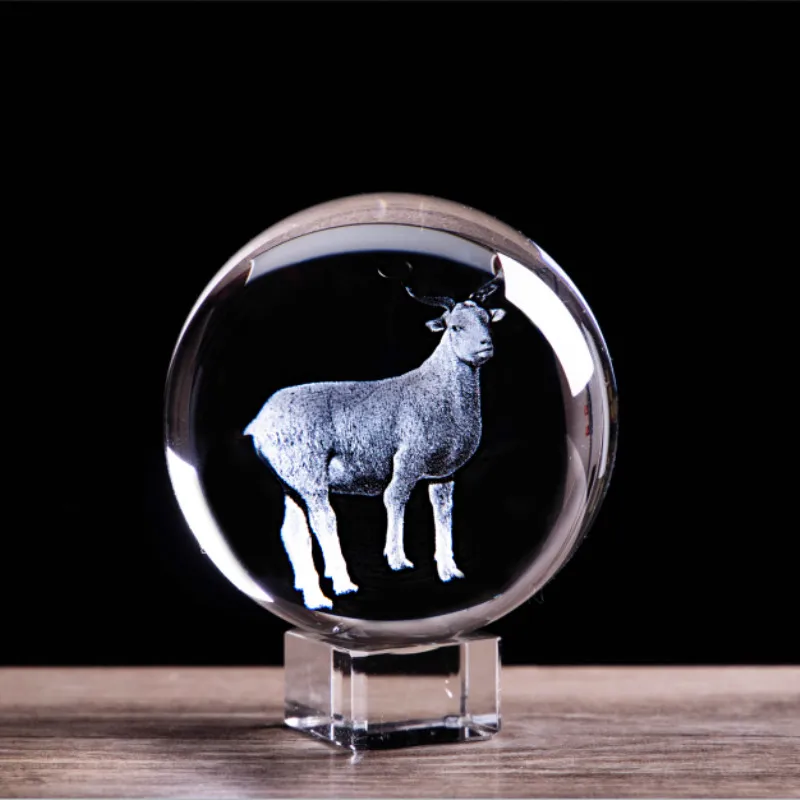 Фигурка Овцы зодиака 3D лазерная гравировка статуя животного хрустальный