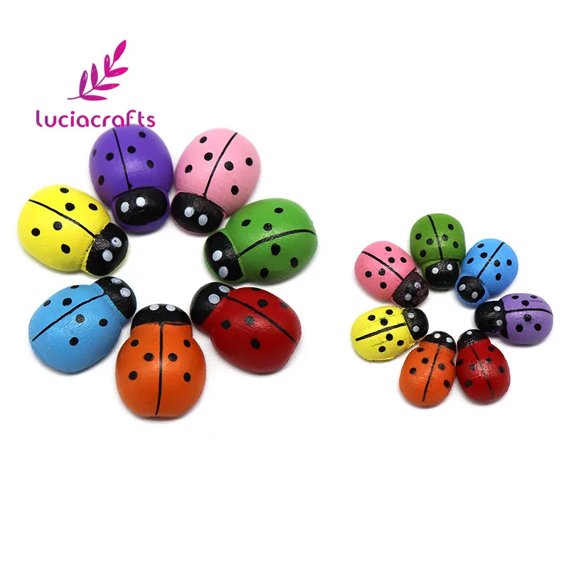 Lucia crafts 13x9/14x19 мм деревянный мультфильм Стиль Мини Божья коровка/Жук холодильник Скрапбукинг DIY украшения 24 шт./лот E1310