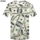 Женская футболка в стиле хип-хоп KYKU, Повседневная футболка с 3D-принтом в виде денег и долларов, 2018
